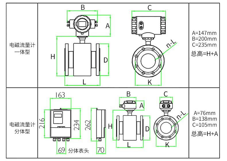 智能型電磁流量計結(jié)構(gòu)外形圖